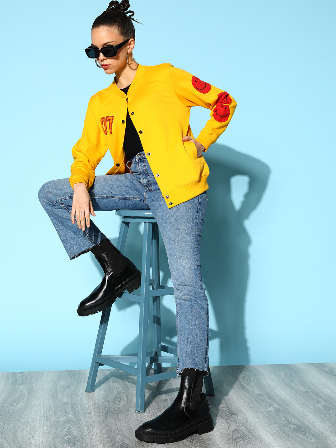 Yellow Terry 07 Embroidered Varsity Jacket