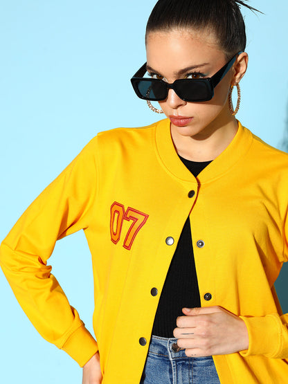 Yellow Terry 07 Embroidered Varsity Jacket
