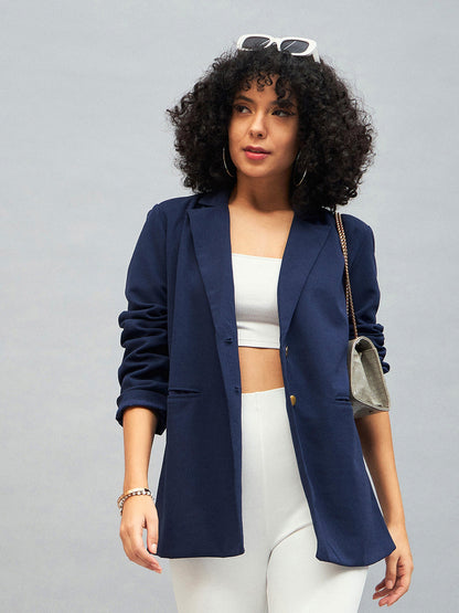 Navy Notch Collar Blazer