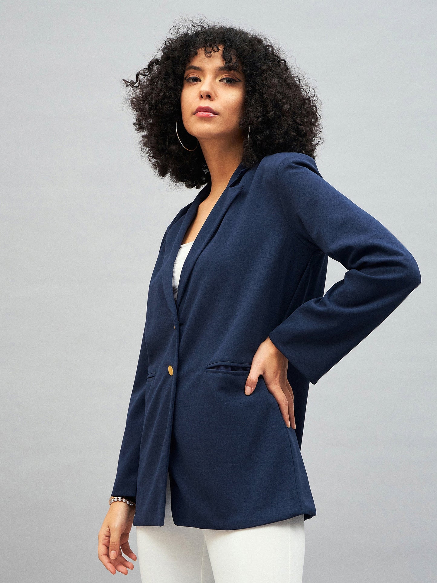 Navy Notch Collar Blazer