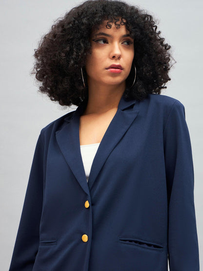 Navy Notch Collar Blazer