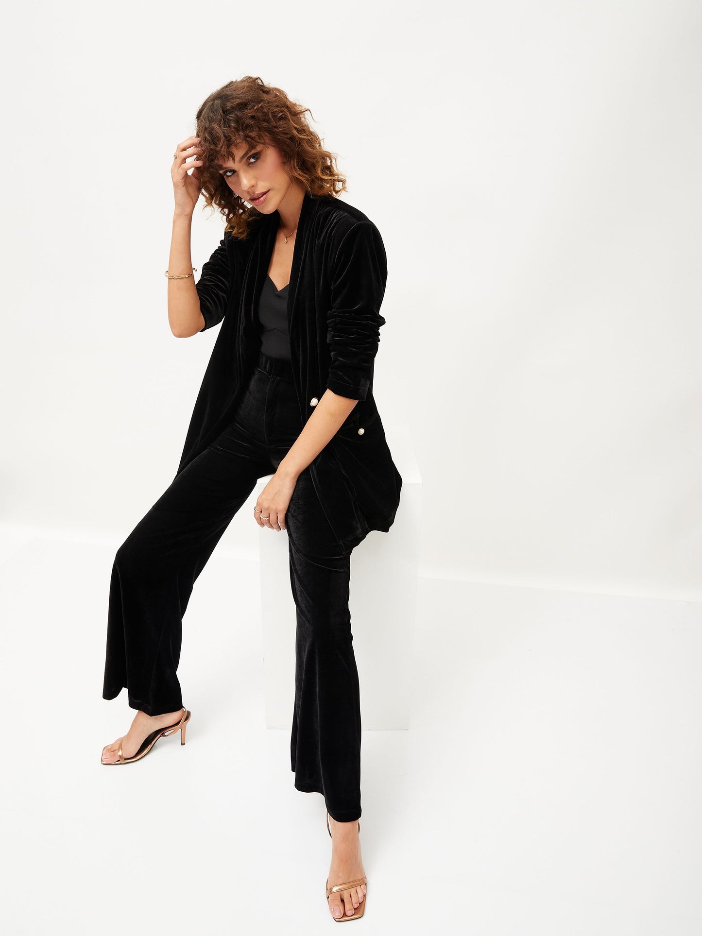 Black Velvet Shawl Collar Blazer