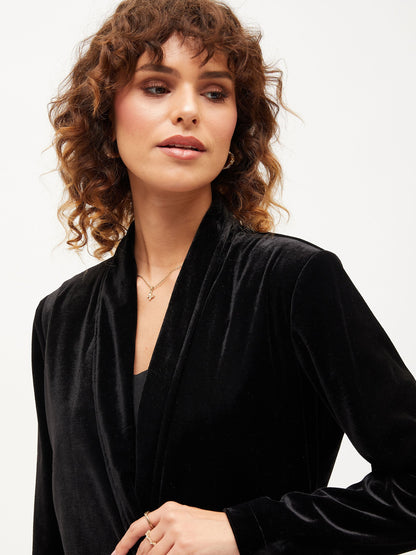Black Velvet Shawl Collar Blazer