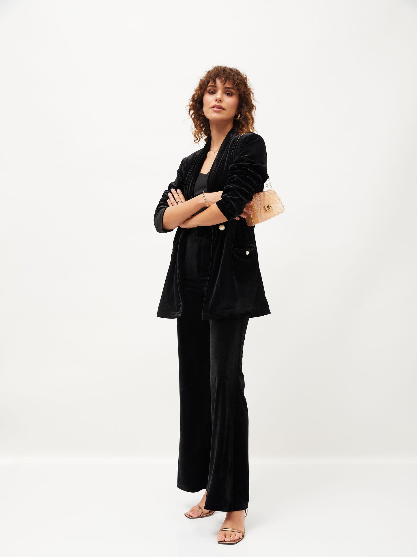 Black Velvet Shawl Collar Blazer
