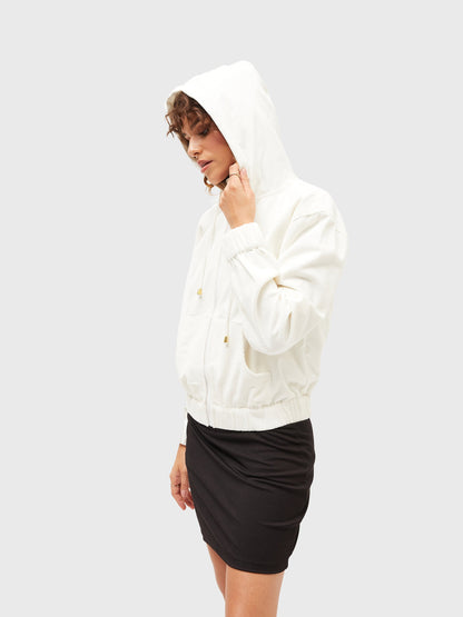 White Corduroy Varsity Jacket