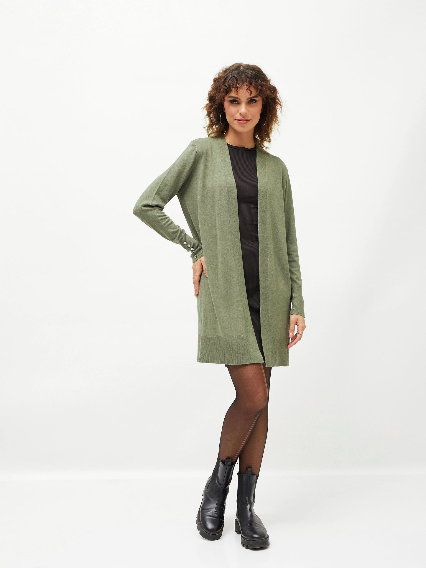 Olive Front Open Shrug