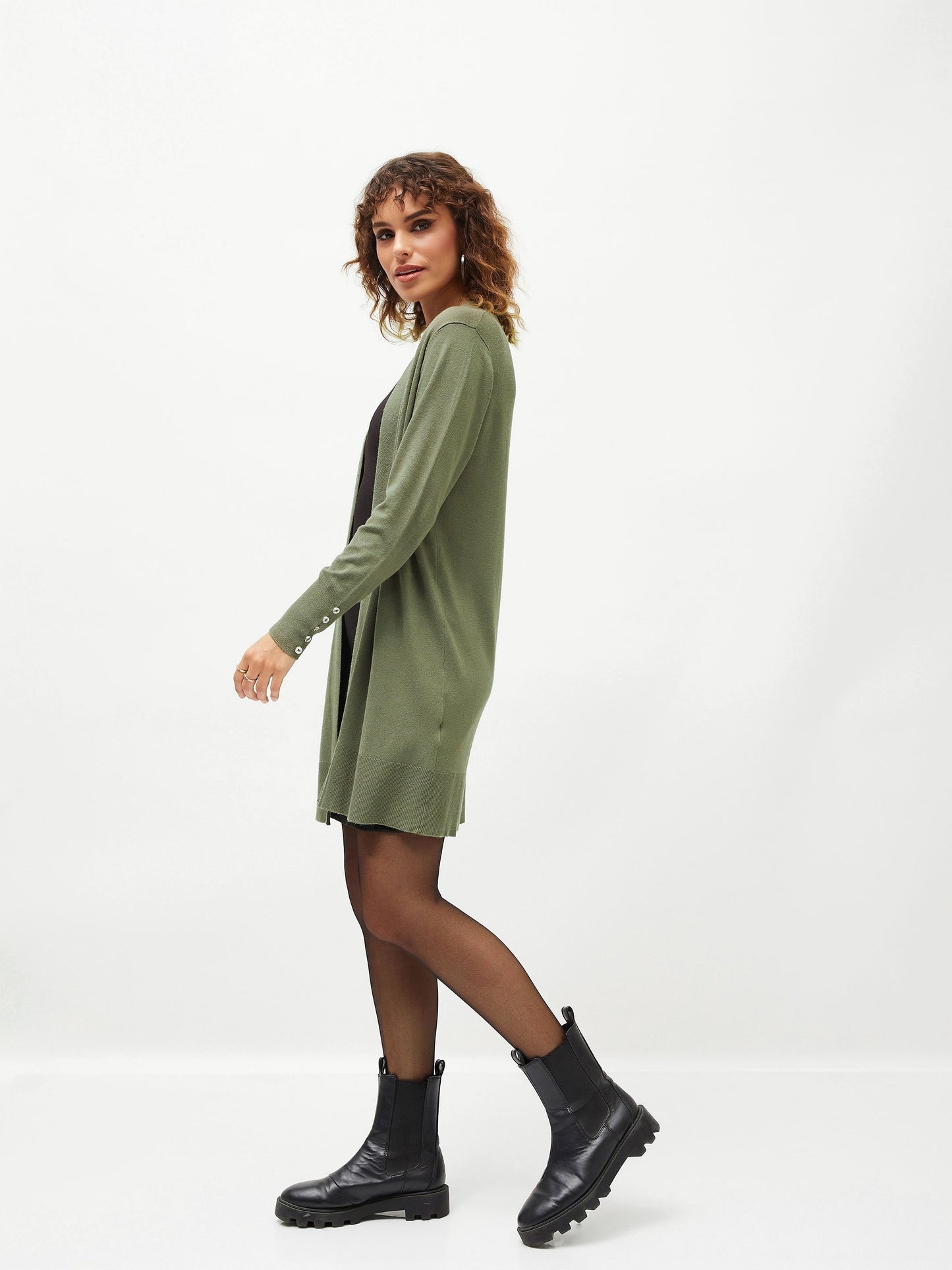 Olive Front Open Shrug