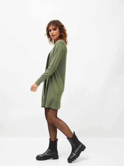 Olive Front Open Shrug