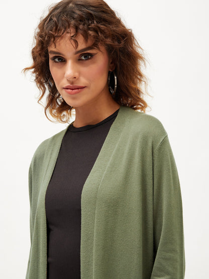 Olive Front Open Shrug