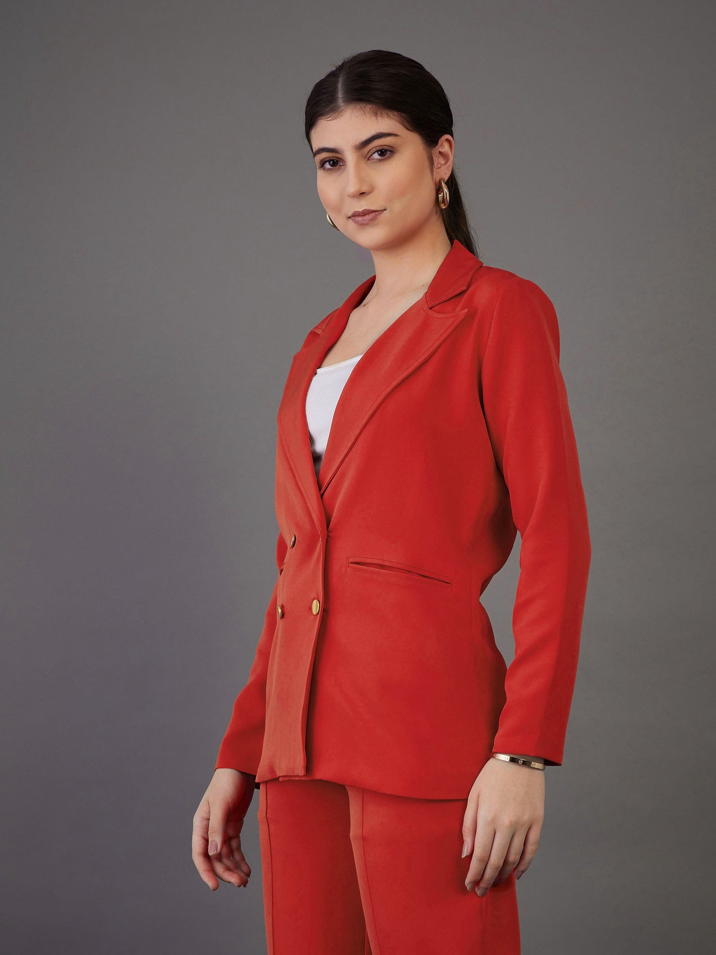 Orange Double-Breasted Blazer