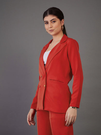Orange Double-Breasted Blazer