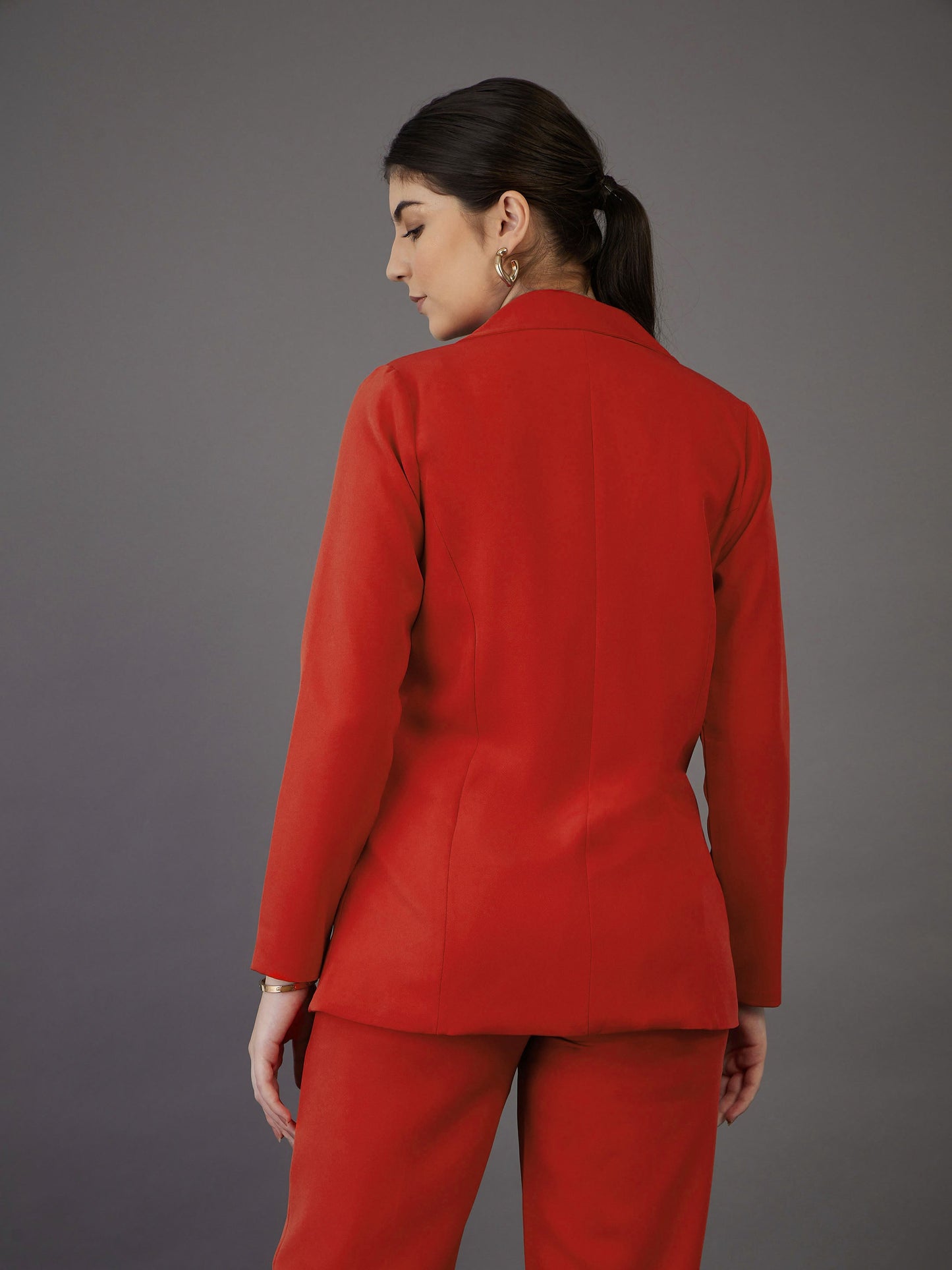 Orange Double-Breasted Blazer