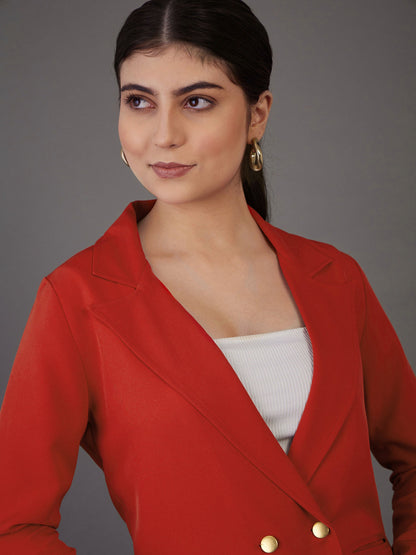 Orange Double-Breasted Blazer
