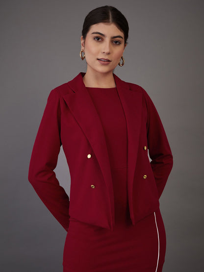 Red Notch Collar Single-Breasted Blazer