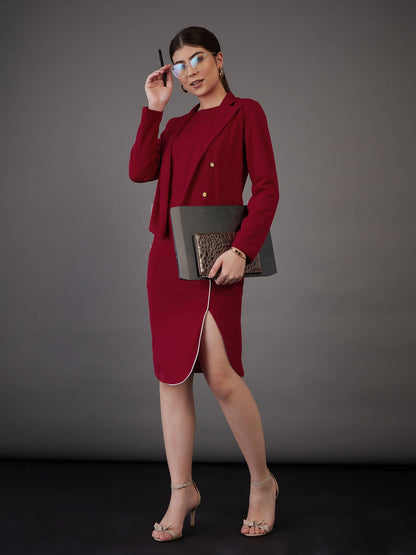 Red Notch Collar Single-Breasted Blazer
