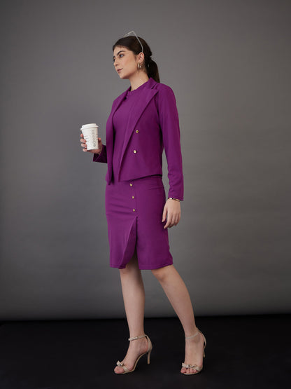 Purple Notch Collar Single-Breasted Blazer