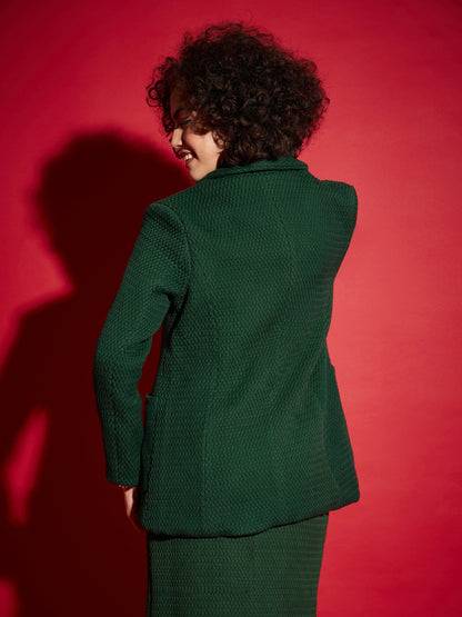 Green Tweed Notch Collar Blazer