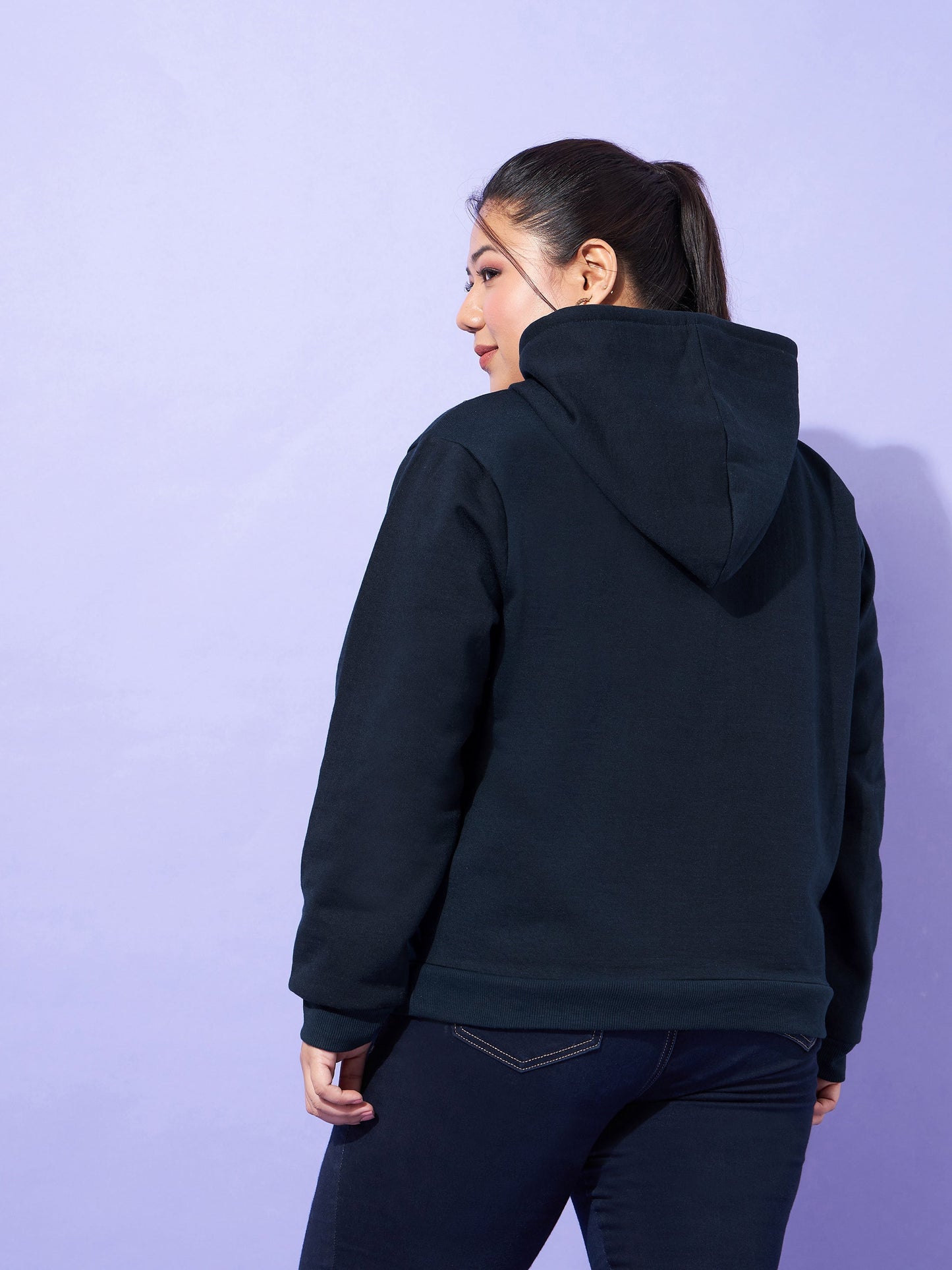 Blue LOSANGLES Printed Fleece Zipper Jacket -SASSAFRAS Curve