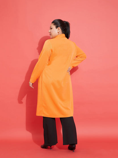Mustard Solid Rib Front Open Shrug