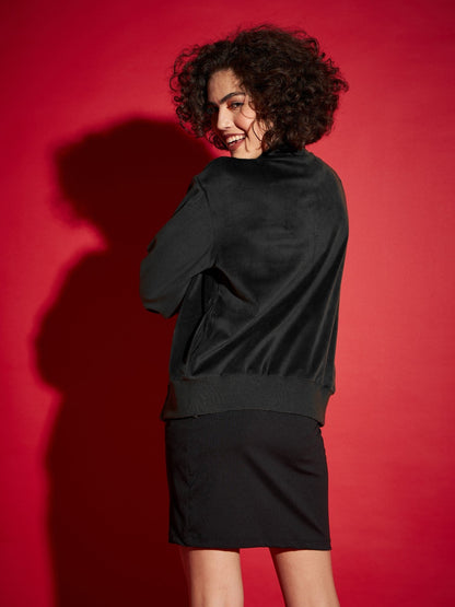 Black Velour Zipper Jacket