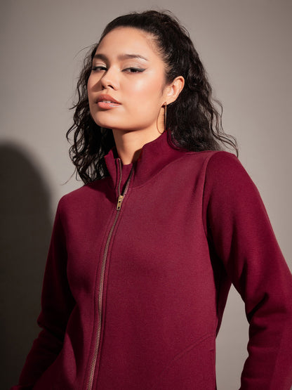 Maroon Fleece Zipper Jacket