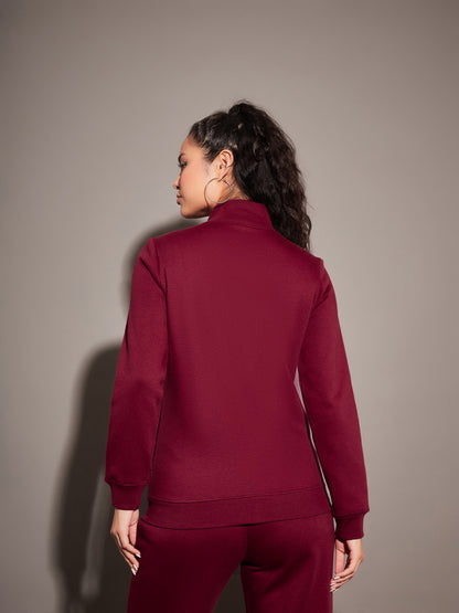 Maroon Fleece Zipper Jacket