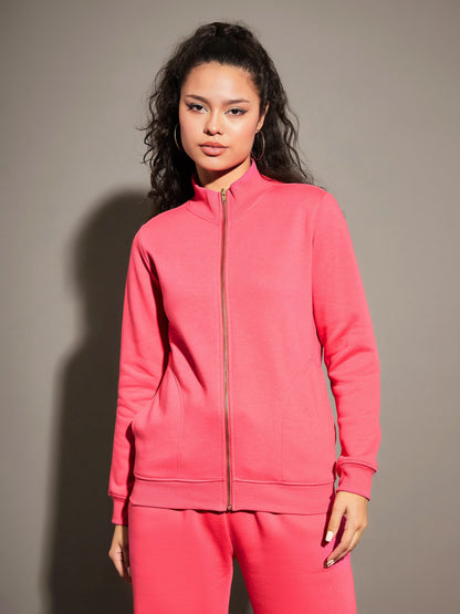 Pink Fleece Zipper Jacket