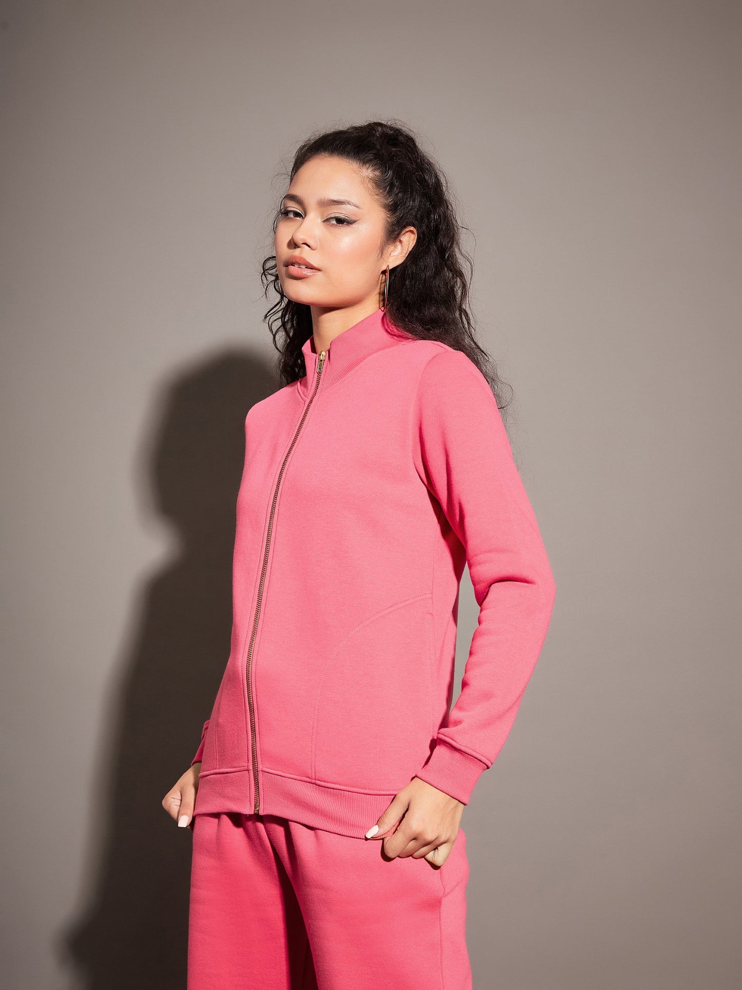Pink Fleece Zipper Jacket