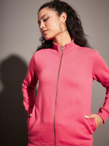 Pink Fleece Zipper Jacket