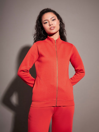 Red Fleece Zipper Jacket