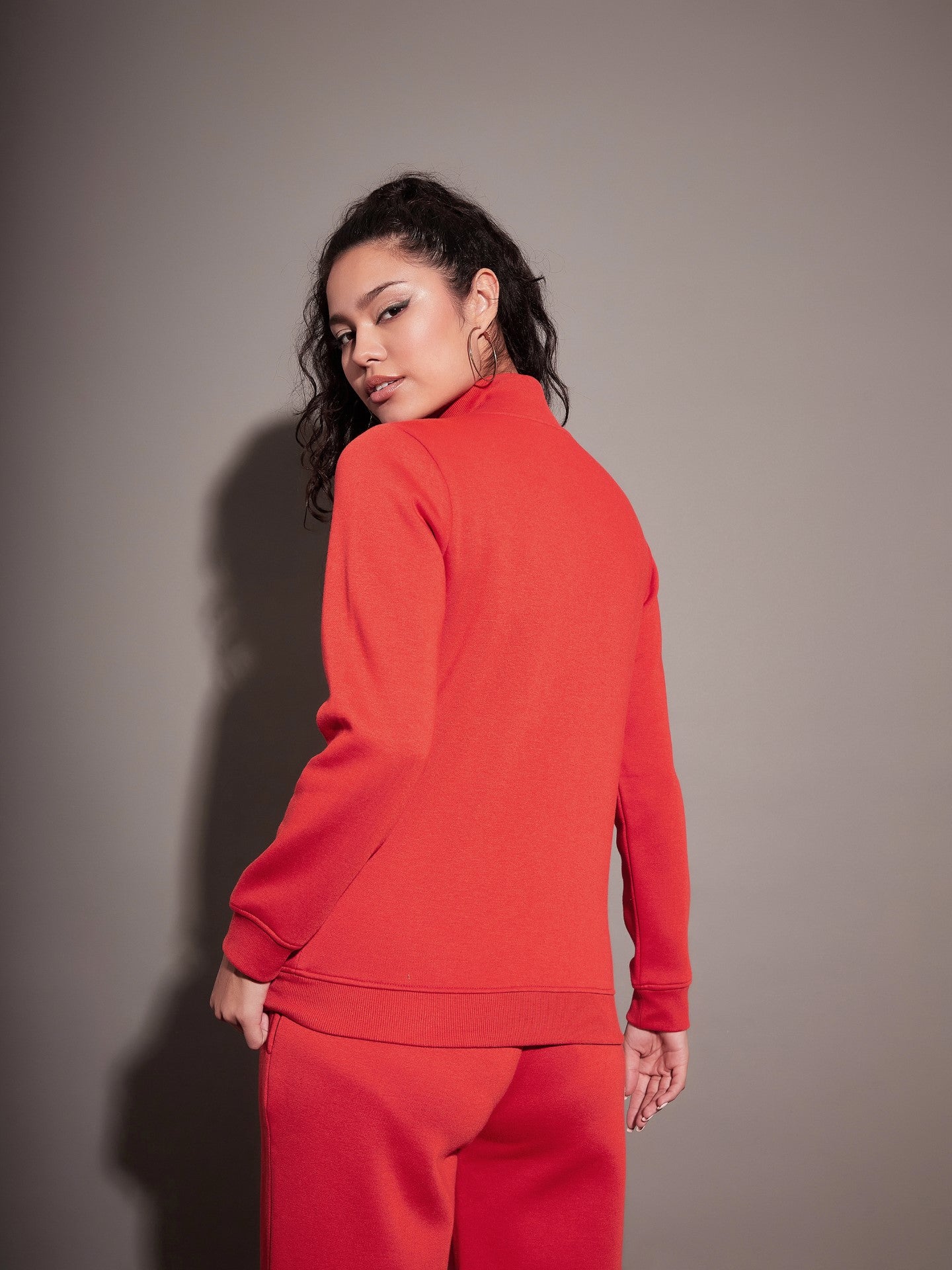 Red Fleece Zipper Jacket
