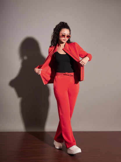 Red Fleece Zipper Jacket