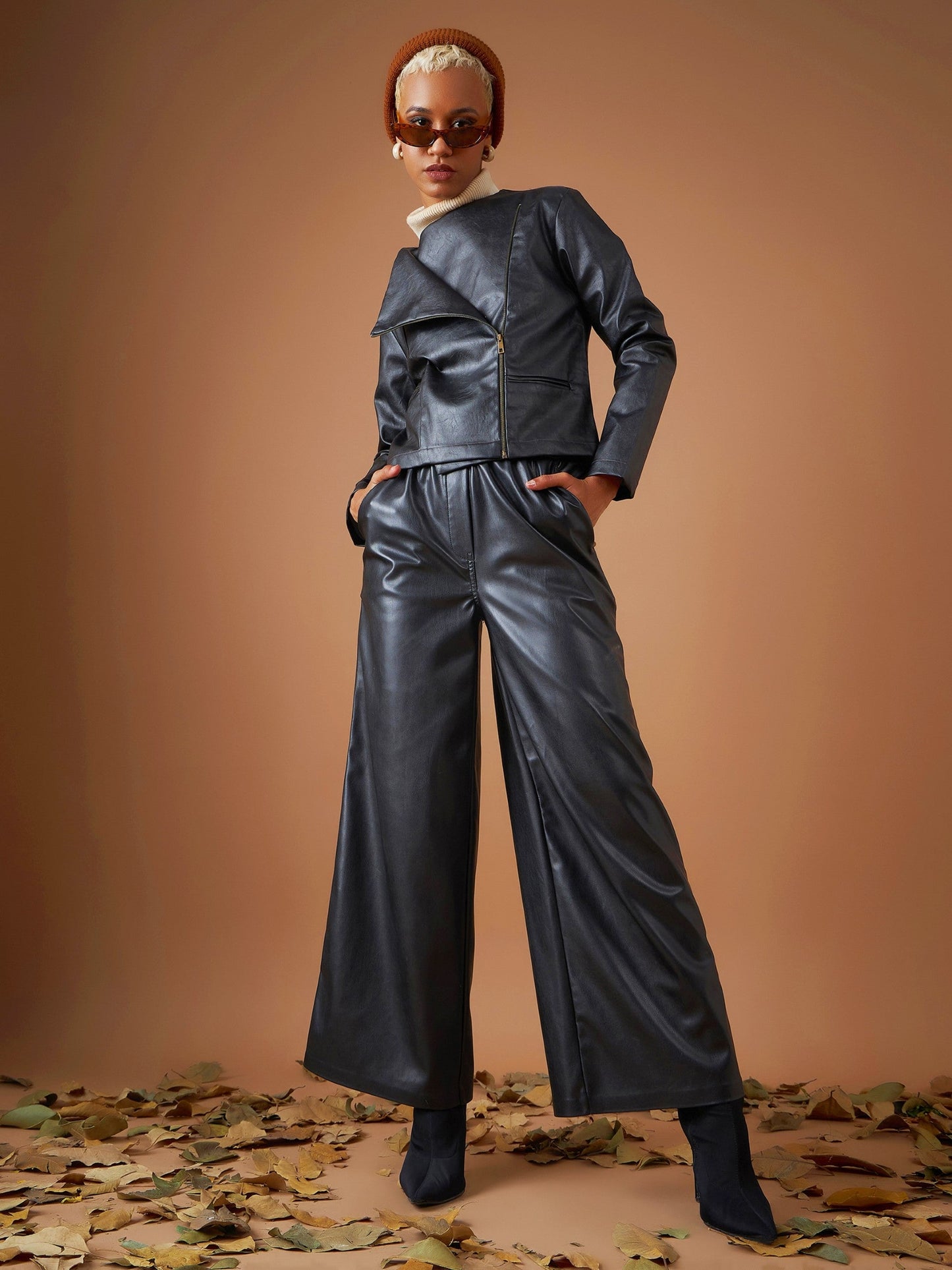 Black PU Biker Jacket