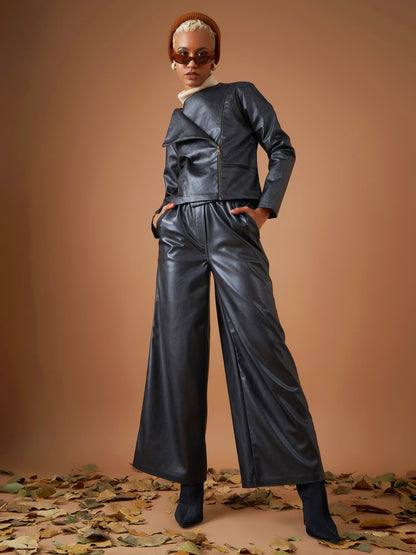 Black PU Biker Jacket