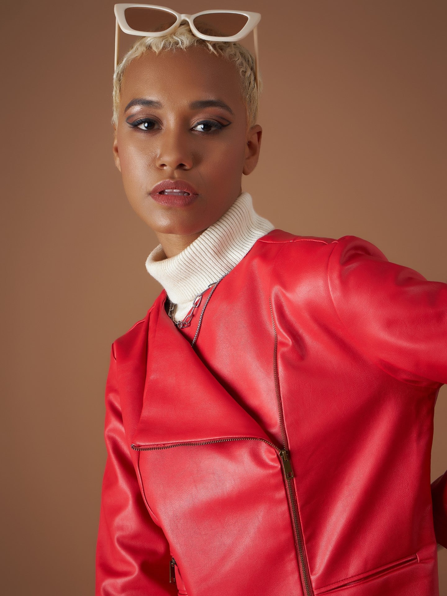 Red PU Biker Jacket