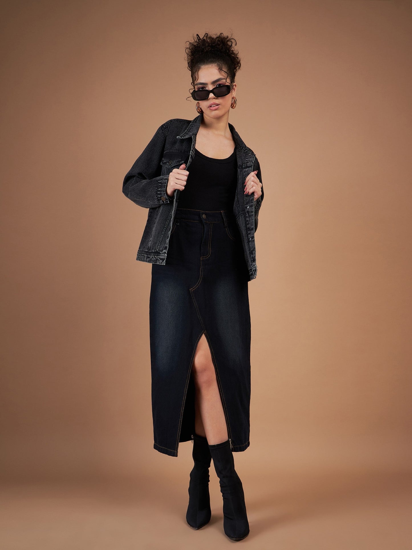 Black Washed Denim Regular Jacket