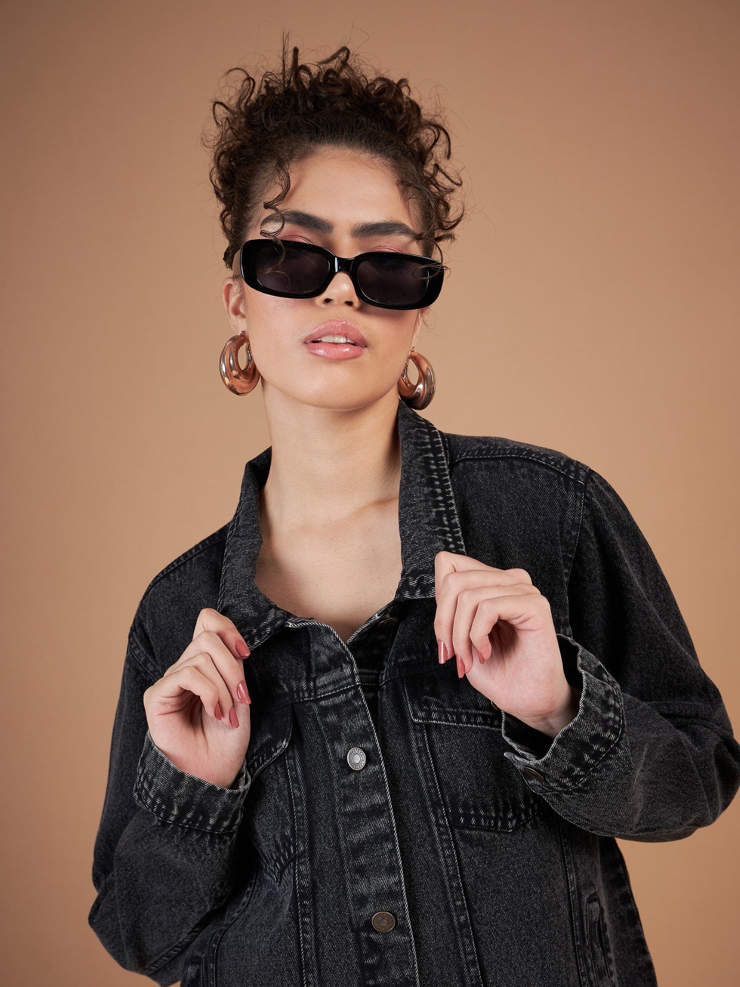 Black Washed Denim Regular Jacket