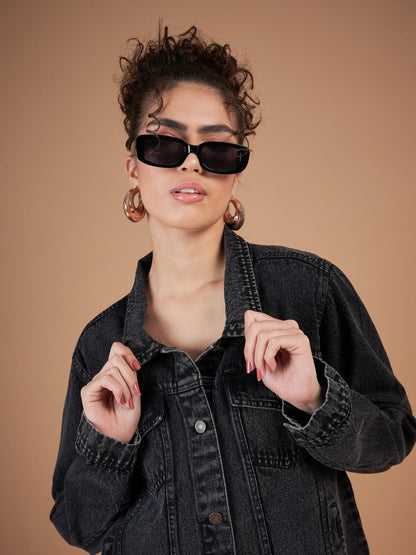 Black Washed Denim Regular Jacket