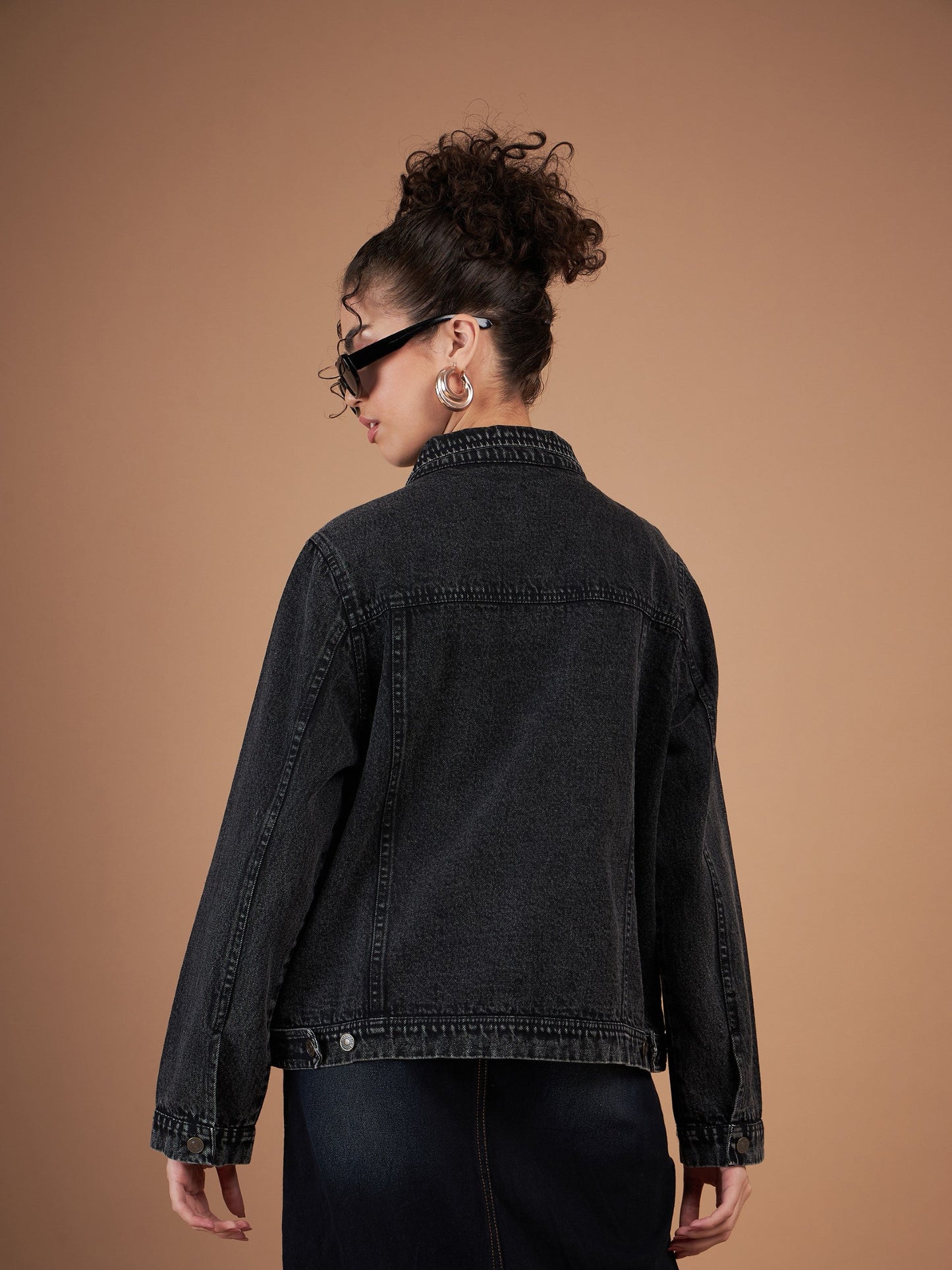 Black Washed Denim Regular Jacket