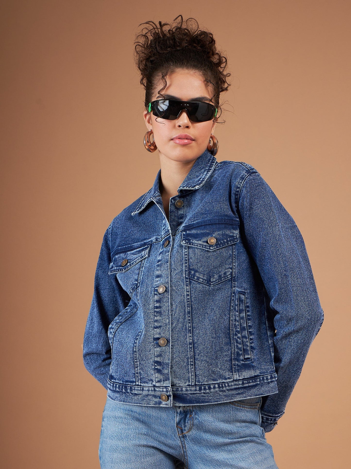 Navy Washed Denim Regular Jacket