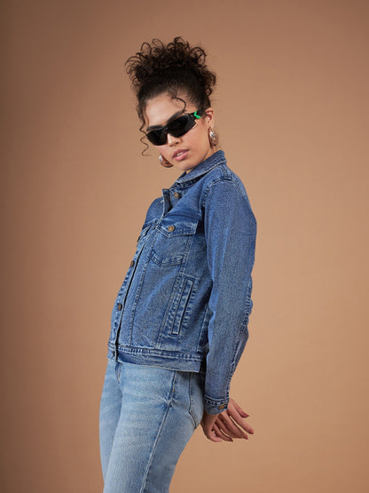 Navy Washed Denim Regular Jacket