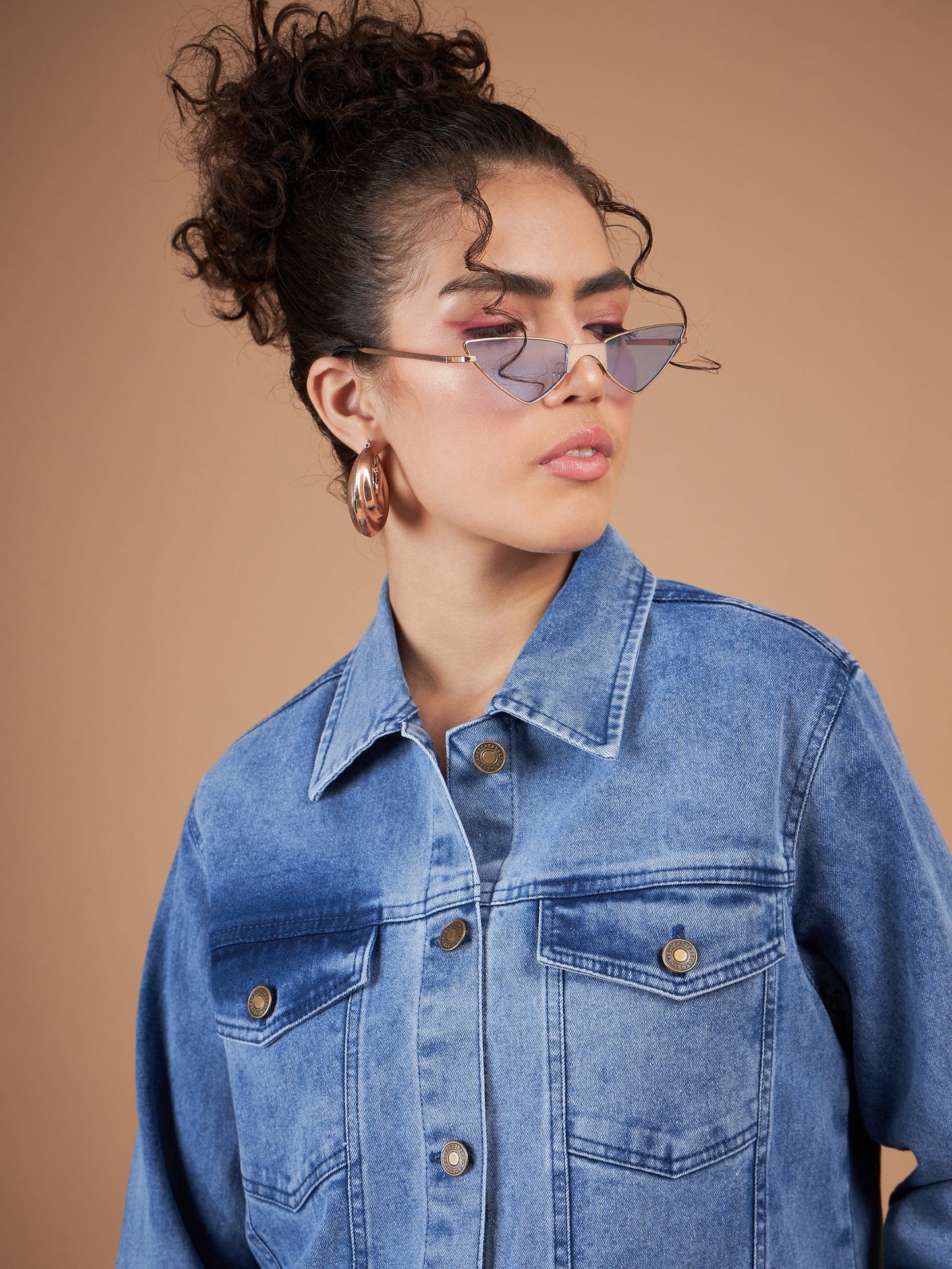 Ice Blue Washed Denim Oversized Jacket