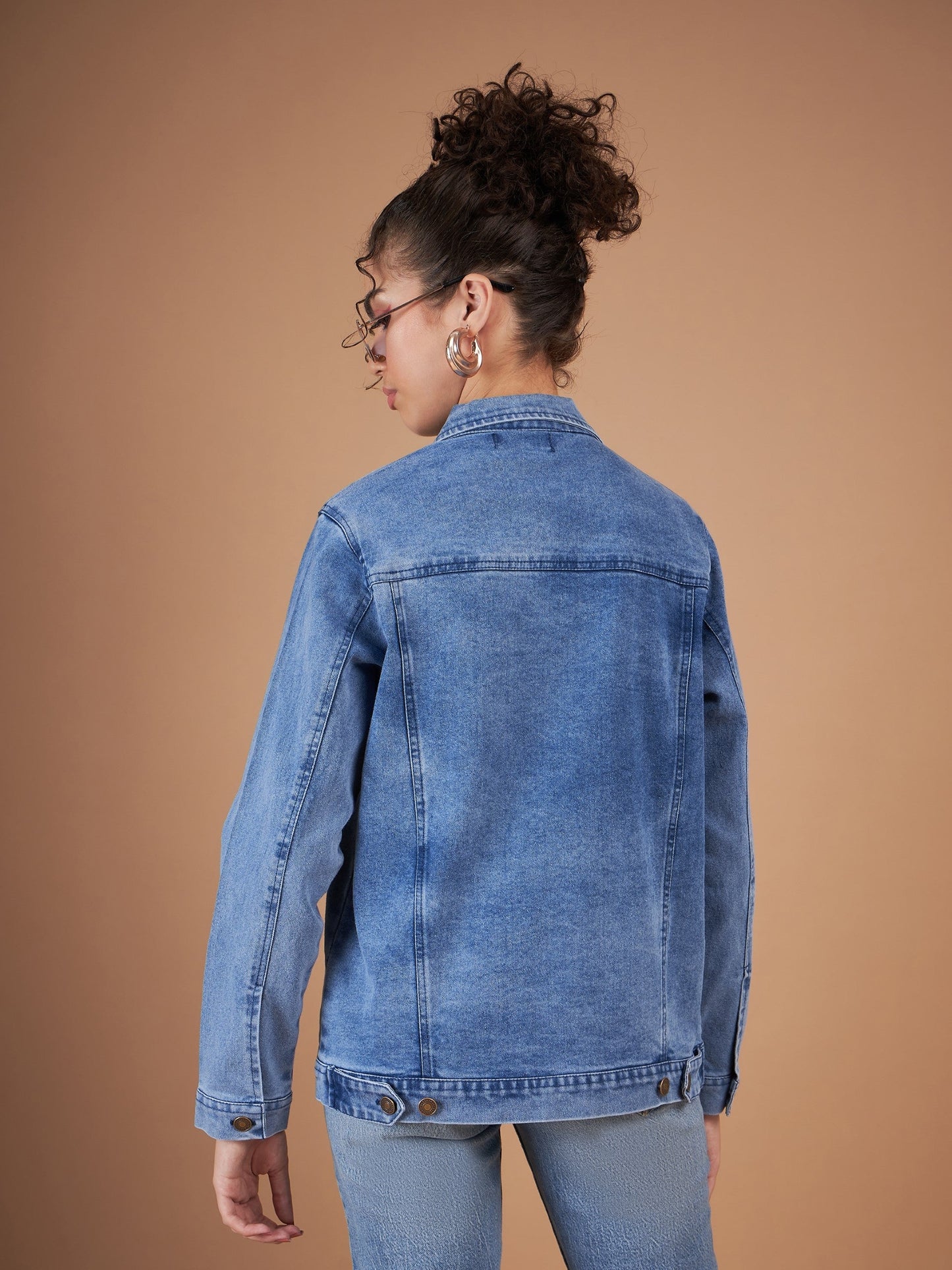 Ice Blue Washed Denim Oversized Jacket