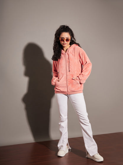 Peach Fur Hooded Jacket