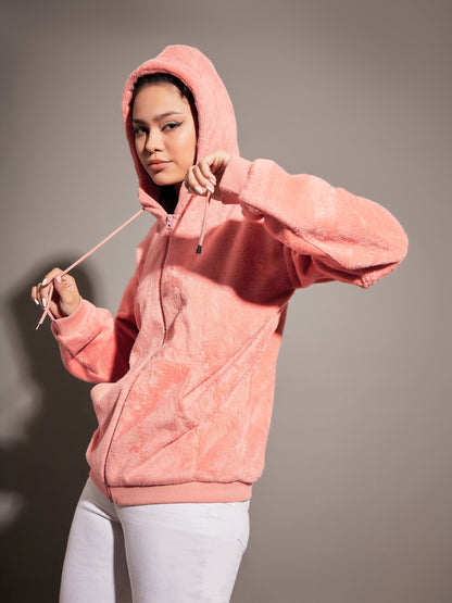 Peach Fur Hooded Jacket