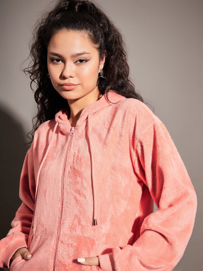 Peach Fur Hooded Jacket
