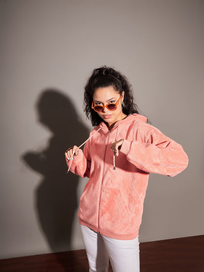 Peach Fur Hooded Jacket