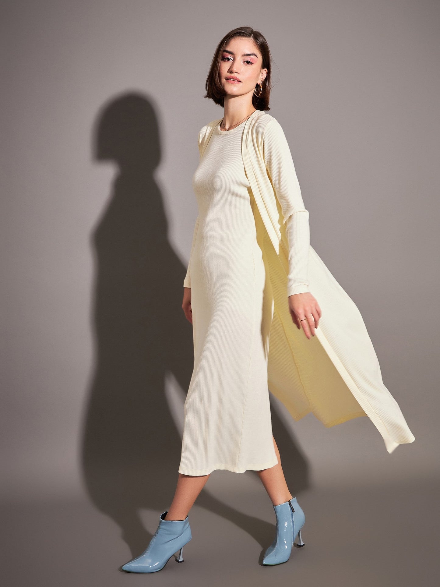 Off-White Rib Front Open Shrug