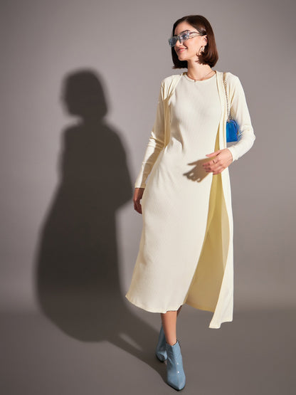 Off-White Rib Front Open Shrug