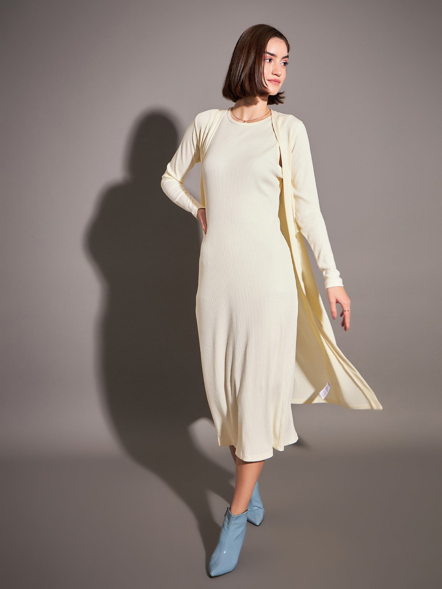 Off-White Rib Front Open Shrug